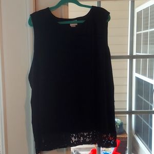 Black velvet tank with lace detail around the bottom